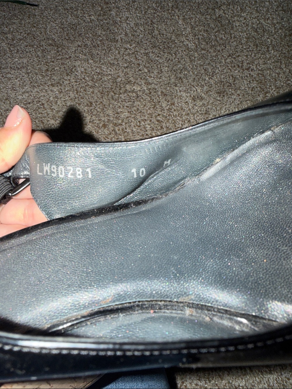 STUART WEITZMAN JEAN BLACK PATENT LEATHER SLINGBACK PEEP-TOE CORK WEDGE SANDALS - Picture 6 of 8